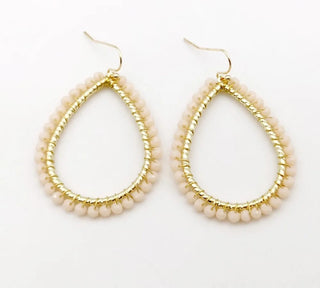 Handcrafted Beaded Teardrop Earrings with Gold Accents - Multiple Colors Available